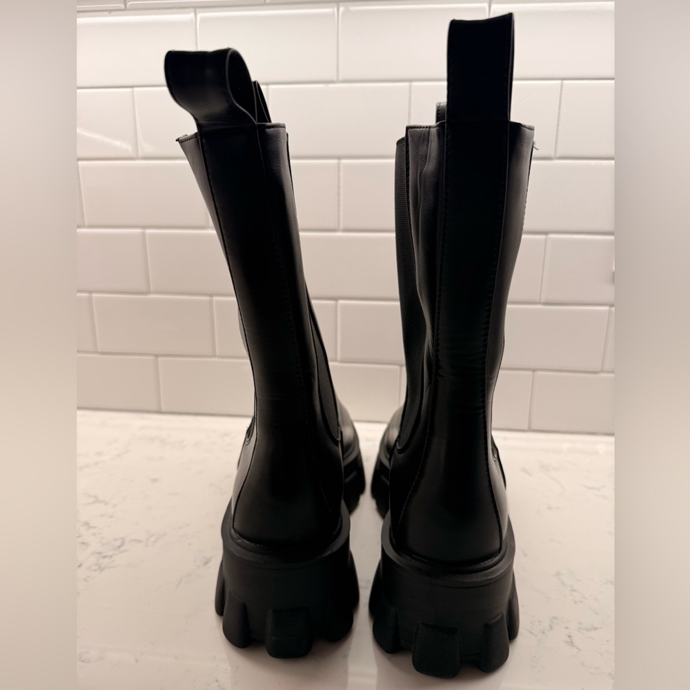 READYSALTED Black Chunky Platform Mid Calf Chelsea Boots Women’s Size 10 - Picture 7 of 11
